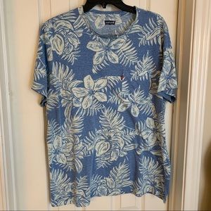 Mens Large Levi’s Light Blue Floral Print Tee Tshirt Hawaiian Aloha EUC No Flaws